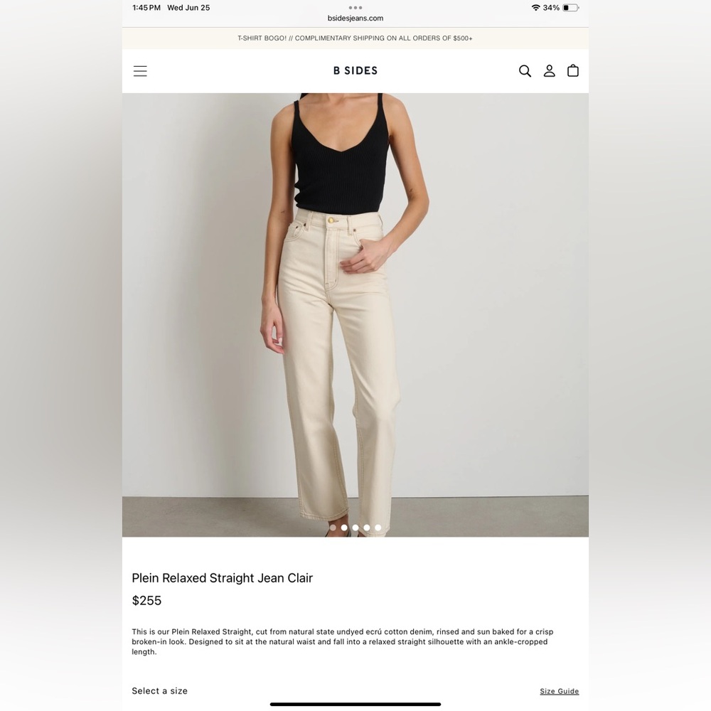 B Sides Plein Straight Jeans in Clair wash size 24